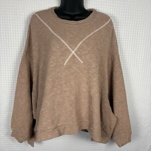 We The Free Come Again Sweater Tee Size XS Thermal Oversized Comfy‎ Cozy Neutral